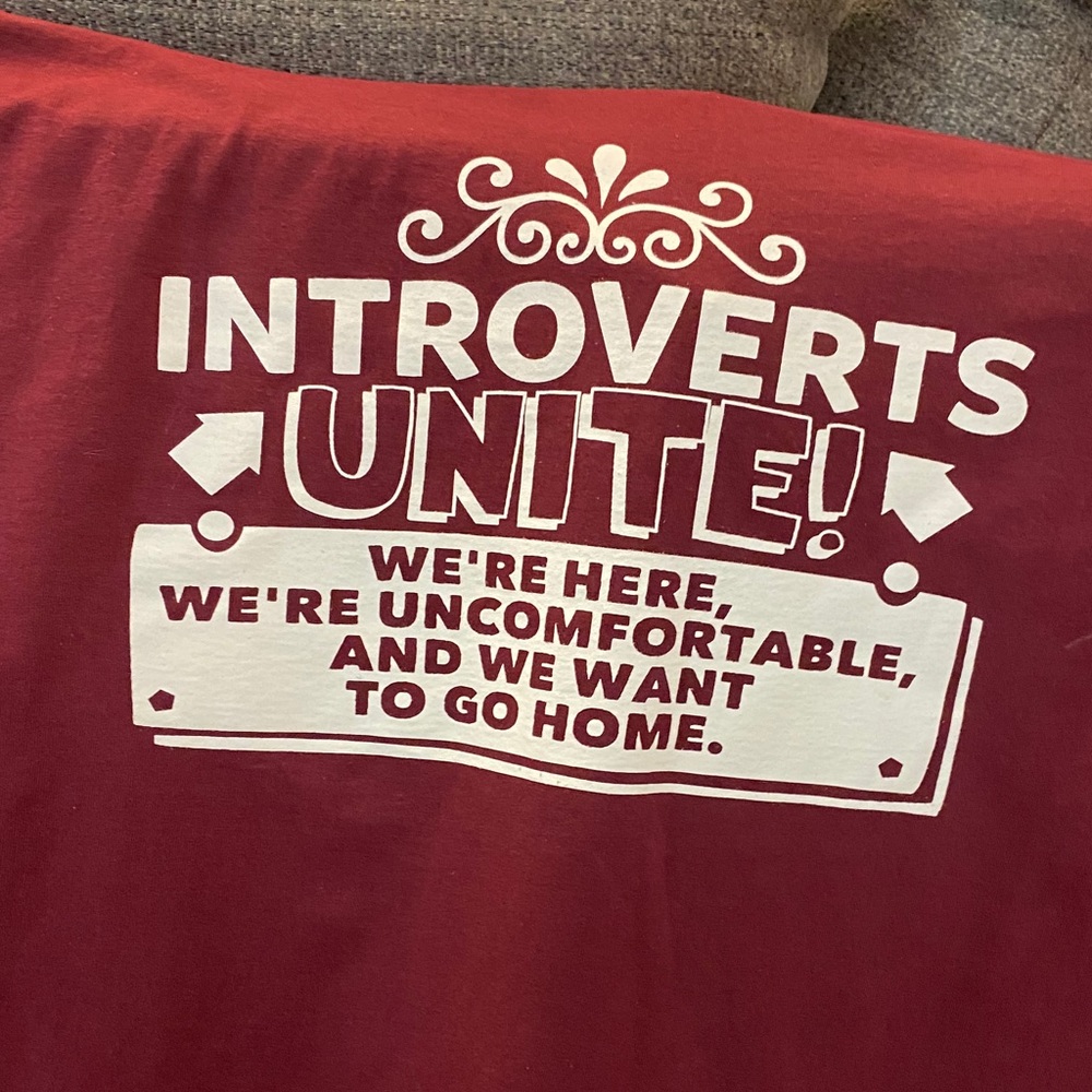 Introverts Unite maroon tee